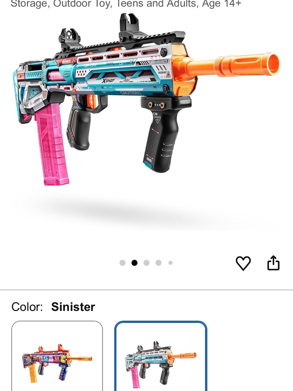 Zuru X-Shot Skins Pro Series Longshot Blaster, 4 Magazines, 200 Foam Darts